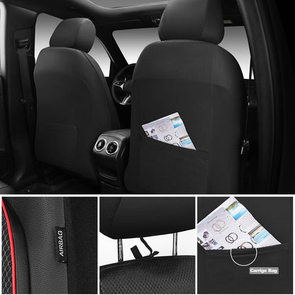 CAR PASS Leather Seat Covers Full Set Universal Water Resistant 3D Foam Back Support, Luxury Comfort Automotive 5 Seat Covers All Season Fit for SUV,Sedan,Van, Airbag Compatible Elegance(Pure Black)