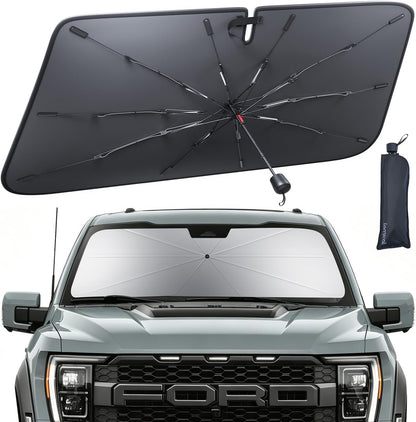 Lamicall Car Windshield Sunshade Umbrella - Foldable Car Windshield Sun Shade Cover, 5 Layers UV Block Coating, 52"x31" Front Window Heat Insulation Protection, for Auto Sedan, SUV Windshield