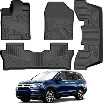 All Weather Rubber Car Floor Mats Compatible with 2013-2017 Honda Accord, Custom Fit Car Mat Full Set with Raised Edge, Odorless, Easy to Install in 5 min, Non-Slip Surface, No Need Trimming