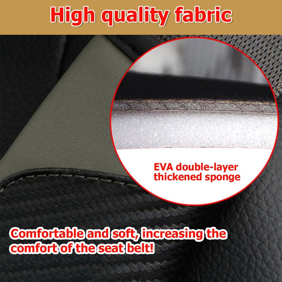AUCELI 2PCS Car Seat Belt Cover, Carbon Fiber Seatbelt Shoulder Strap Covers, Breathable Leather Soft Harness Pad Protect Your Neck and Shoulder Compatible with Cars