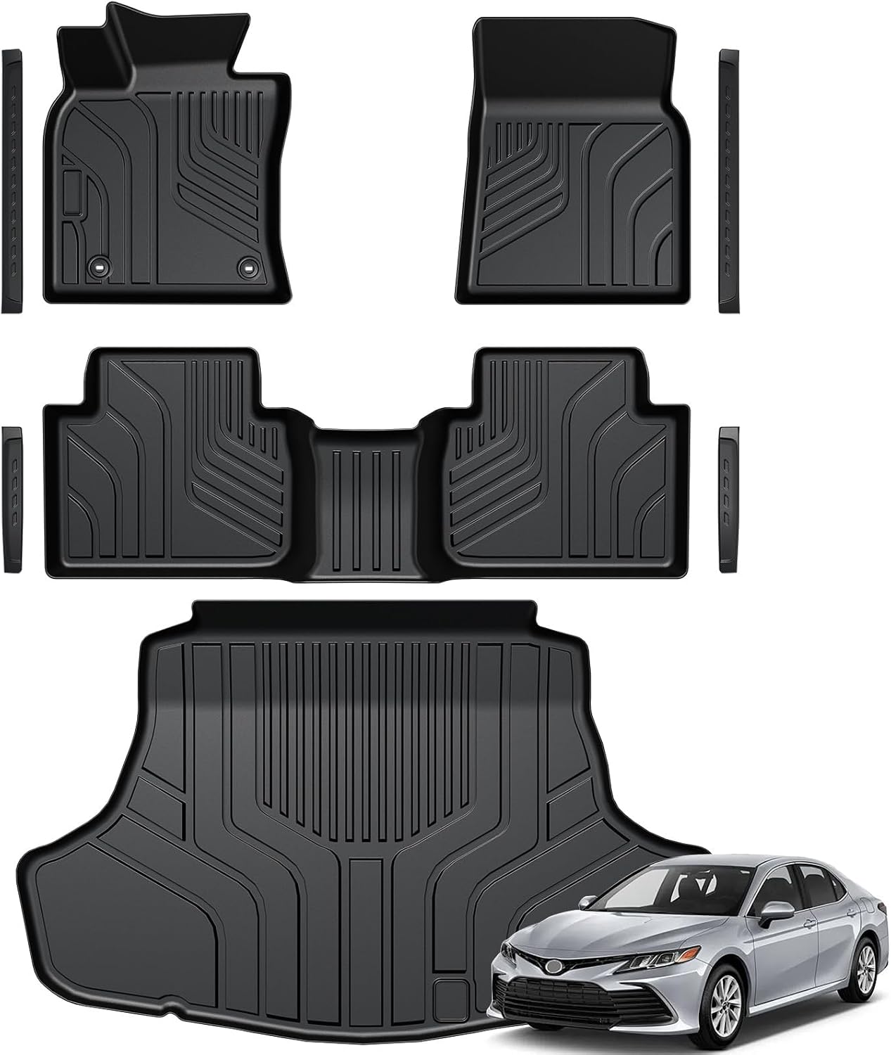Floor Mats for Toyota Sienna 2021-2026, All Weather Floor Mats Lower Trunk Cargo Liner Accessories, Full Coverage Set (Fit 8-Seat with Spare Tire)
