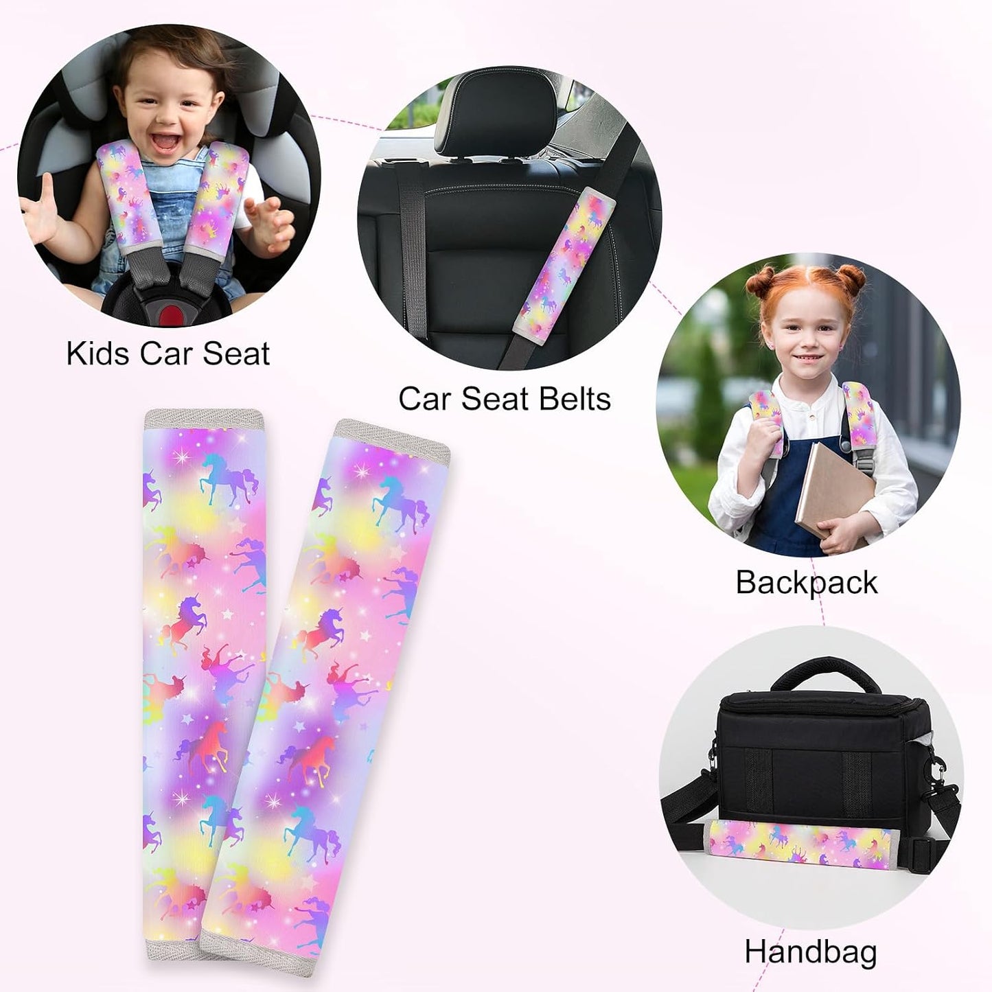 Seat Belt Cover Pad for Baby, Soft Seatbelt Cushion Covers for Kids 2Pcs Car Seat Strap Shoulder Pads for All Car Seats, Stroller, High Chair,Blue Dinosaur