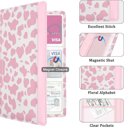 Car Registration and Insurance Holder, with Magnetic Closure for License, Cards and Documents, All Vehicle Needs and Car Accessories (Leopard-Black)