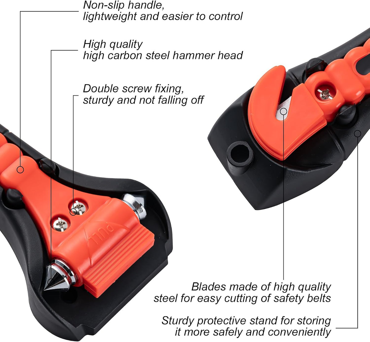 Car Window Breaker Hammer and Seat Belt Cutter 2-in-1，Emergency Escape Tool | Car Accessories, Auto Car Escape Tool，Safety Hammer for Family Rescue and Auto Traffic Accident Emergency Escape, 2 Packs