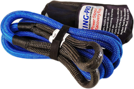 KING-PRO Kinetic Recovery Rope 1“x30' Towing Rope 48,000lbs Breaking Strength 100% Nylon Made Heavy Duty Offroad Snatch Strap 30% Elasticity for Full-Size Truck Large SUVs Offroad Vehicels (Red)