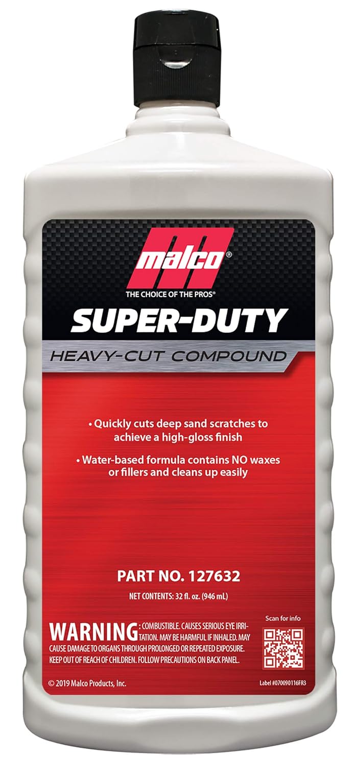 Malco Super Duty Heavy Cut Compound - Professional Cutting, Polishing and Finishing Compound/for Auto Paint Correction, Detailing and Buffing / 32 oz. (127632)