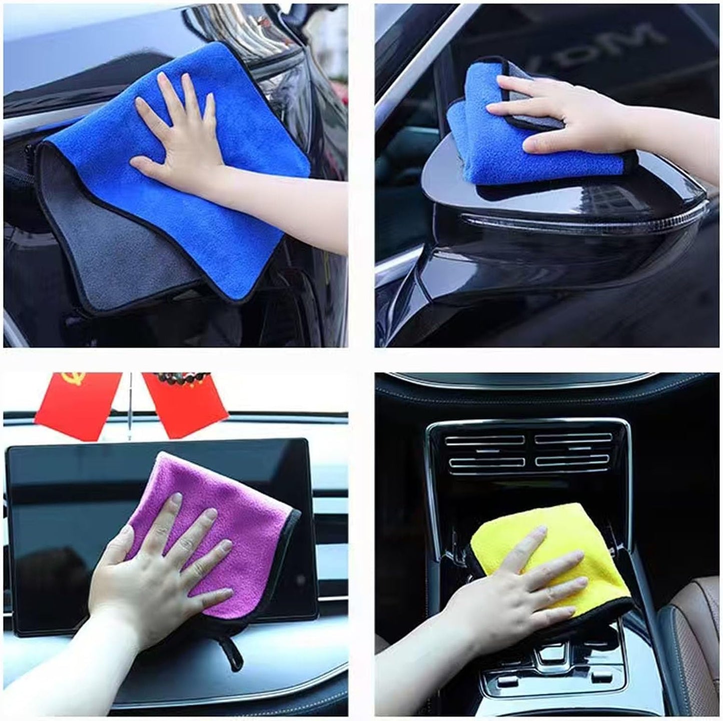 10 Pack Premium Microfiber Towels Coral velvet Washing and Detailing Towels for Car Detailing Household Cleaning Ultra-Soft Super Absorbent, Lint Streak-Free 11.8"x15.7” Cleaning Cloth (Yellow/Grey)