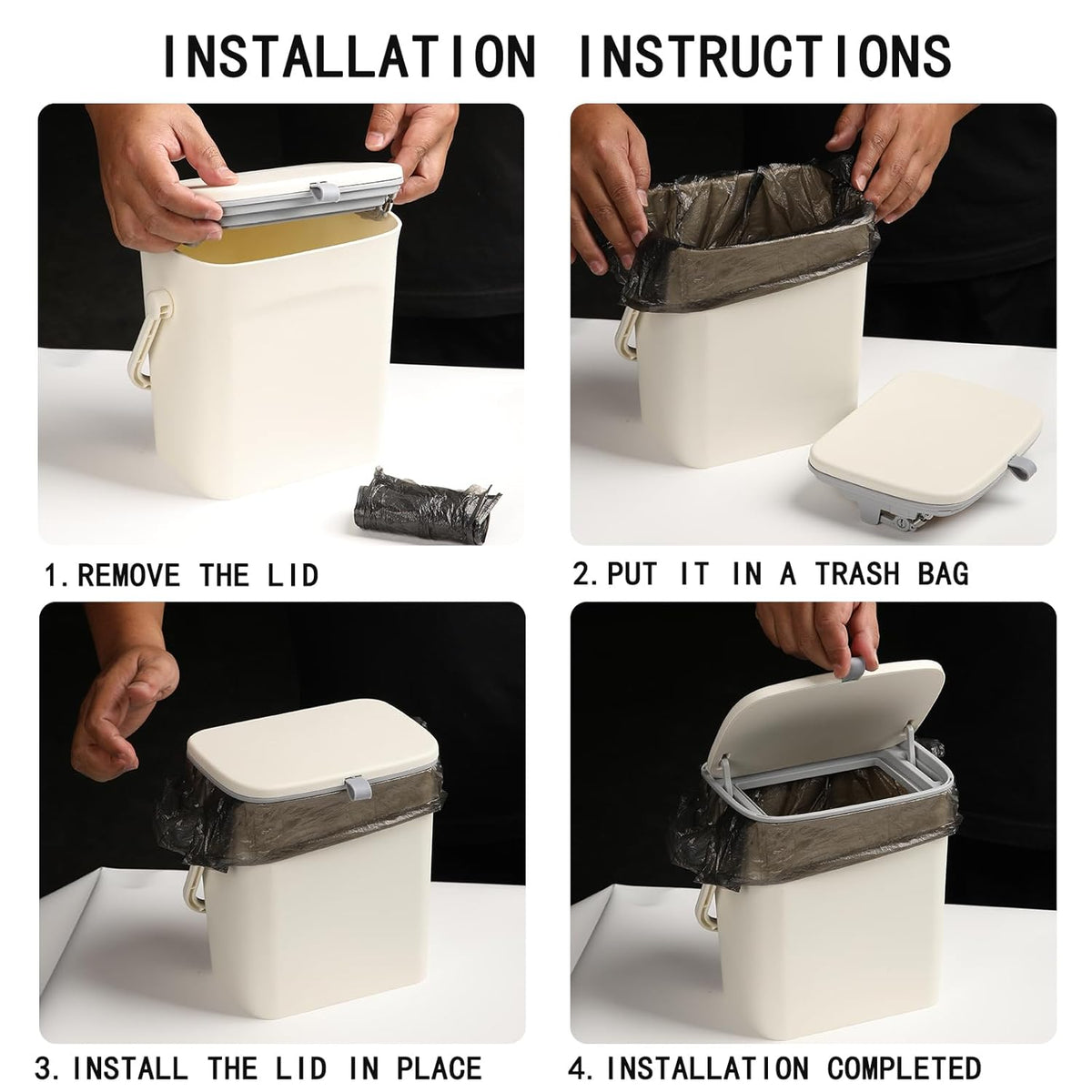 Leakproof Car Trash Can with Lid, Hanging Garbage Bin for Sedan SUV Truck | Leakproof lining, lid blocks odors; hangs off headrest—easy to empty & wipe clean,Easy to Use