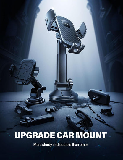 Lamicall Car Phone Holder - [Strongest Military-Grade Suction Cup] 360° Rotation Phone Holders for Your Car Quick Release Adjustable Phone Mount for Car Dashboard for iPhone 17 16 Pro Max Galaxy Truck