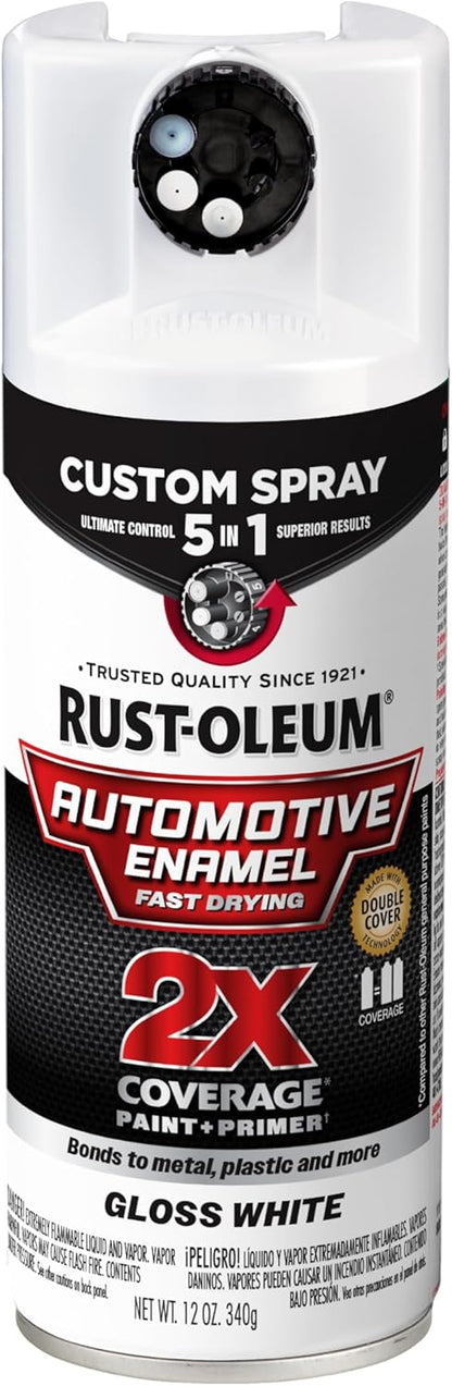 Rust-Oleum 2X Automotive Enamel Custom Spray 5-in-1 Spray Paint, 12 oz, Gloss Clear