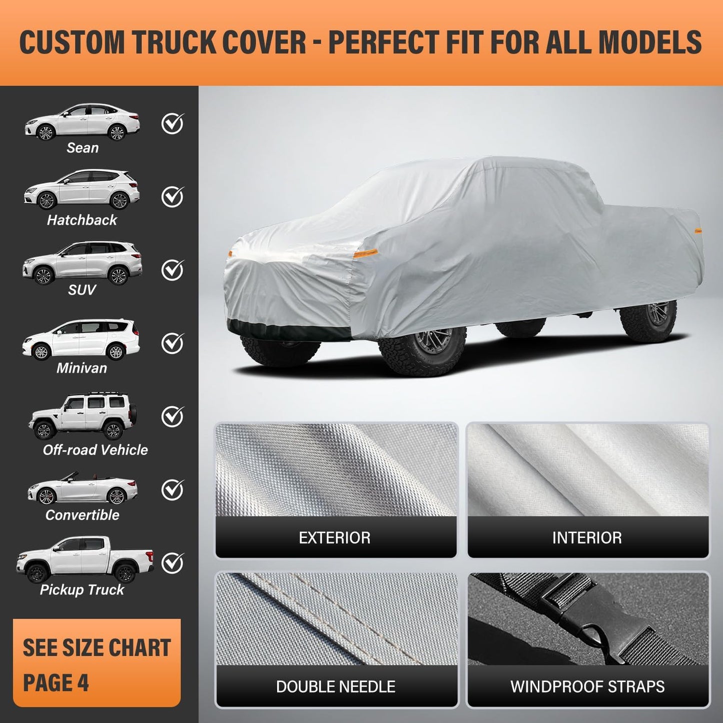 Kayme Sedan Car Cover Waterproof All Weather for Automobiles - See Vehicle Size Chart for Accurate Fit - Outdoor Full Exterior Cover Sun Rain Snow UV Protection with Zipper. Size A4 (See Size Chart)