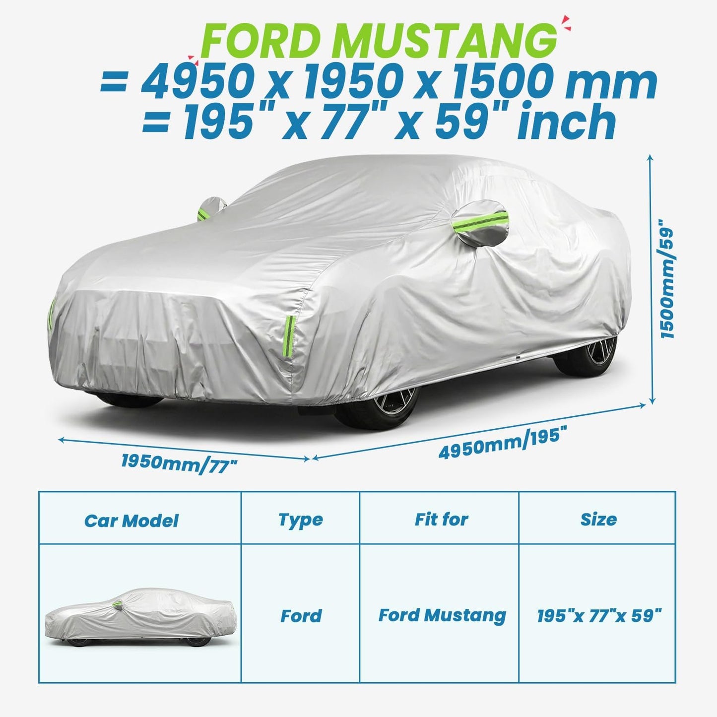 Car Cover, SUV Waterproof Car Covers for Automobiles All Weather Season UV Hail Protection Snowproof Full Car Cover, Outdoor Full Cover Universal Fit SUV Up to 190’’