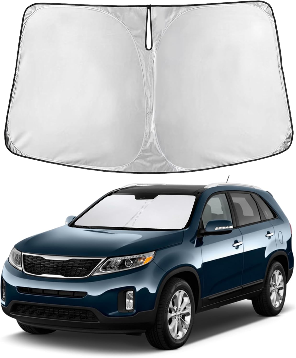 EcoNour Car Windshield Sun Shade | 2025 Upgraded Innovative No-Light-Pass Technology for Maximum Coverage | Foldable Sun Shade Keeps Your Vehicle Cool | Must-Have Car Accessories | Small (59" x 29") - Colors G