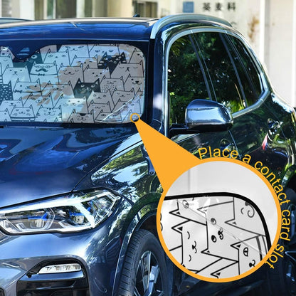 Black Leopard Car Windshield Sun Shade Animal Skin Print Foldable UV Ray Sun Visor Protector Sunshade to Keep Your Vehicle Cool (51" x 27.6")