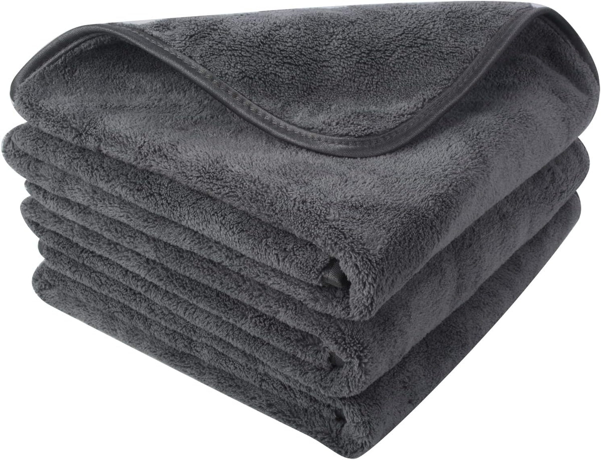 SINLAND Microfiber Car Drying Towels Ultra Absorbent,No Streaks,Scratches, or Water Spots,Wash Cleaning Auto Detailing Towels 380gsm 16inch x 24inch 6 Pack Grey