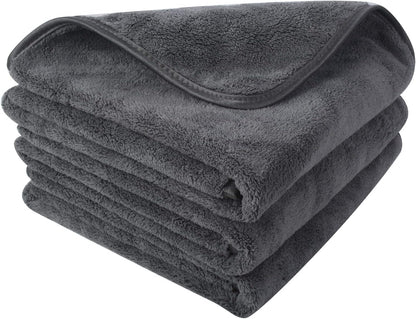 SINLAND Microfiber Car Drying Towels Ultra Absorbent,No Streaks,Scratches, or Water Spots,Wash Cleaning Auto Detailing Towels 380gsm 16inch x 24inch 6 Pack Grey