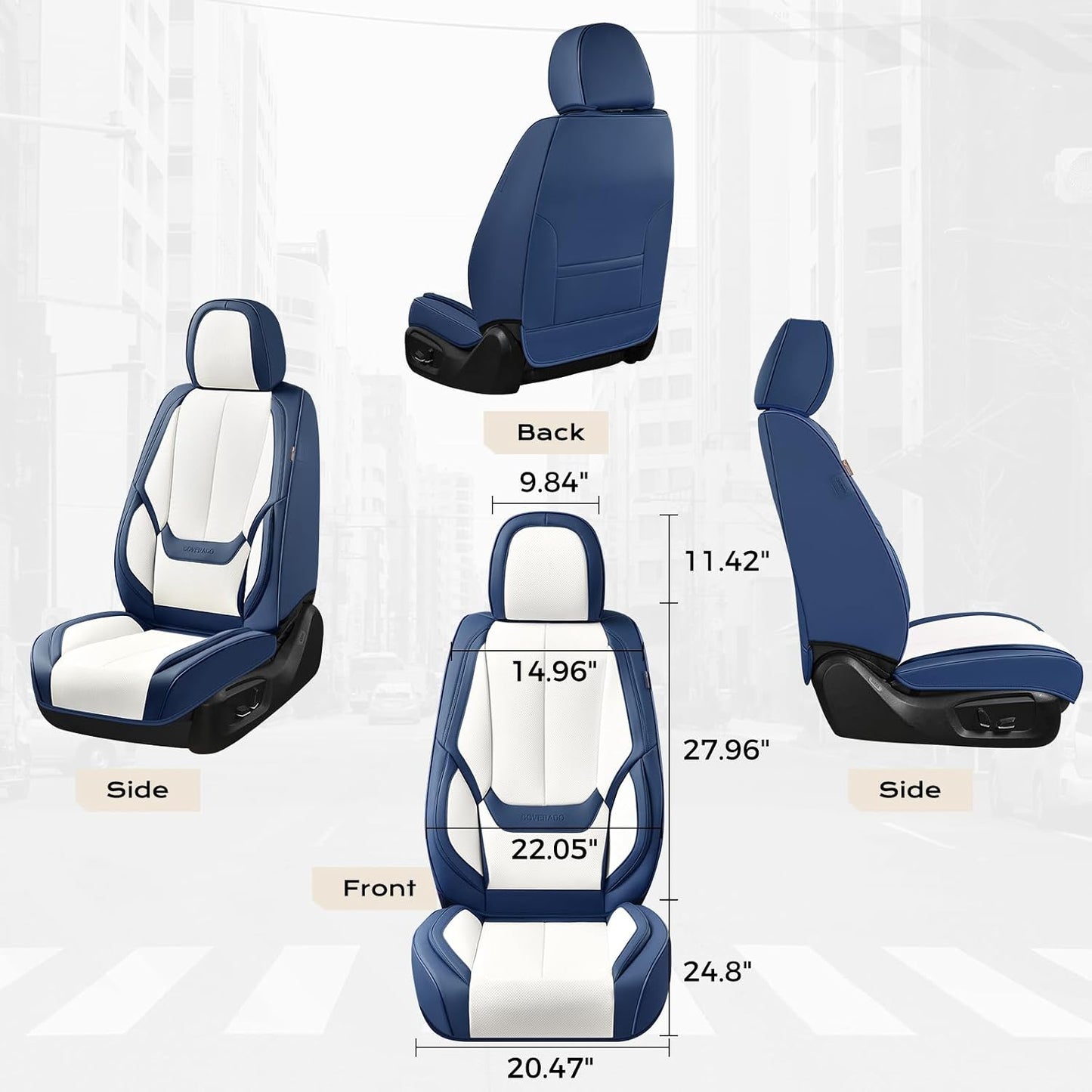 Coverado Seat Covers Full Set, Black Seat Covers for Cars 5 Seats, Car Seat Protector, Waterproof Nappa Leather Car Seat Cushion, Front and Rear Car Seat Cover Fit for Most Sedans SUV Pick-up Truck - Colors B