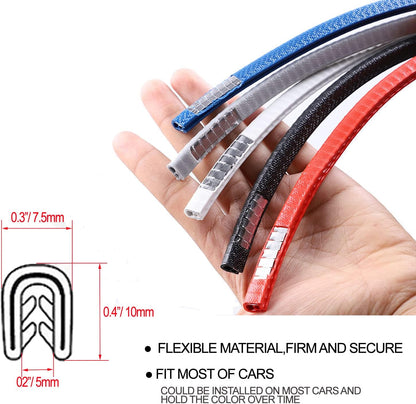 Car Door Edge Guards Blue, 32.8Ft(10M) Car Door Edge Protector Rubber U Shape Edge Trim Universal Fit for Jeep Trucks Offroad SUV All Vehicles with Rubber Mallet(Blue 32.8FT)