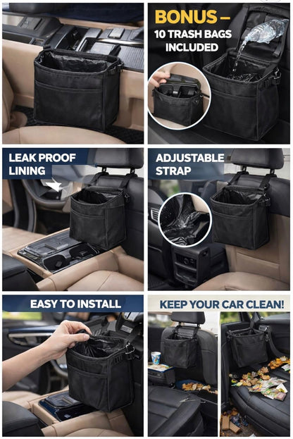 Car Trash Can for Car – Waterproof Hanging Car Garbage Bin – Bonus 20 Trash Bags Included