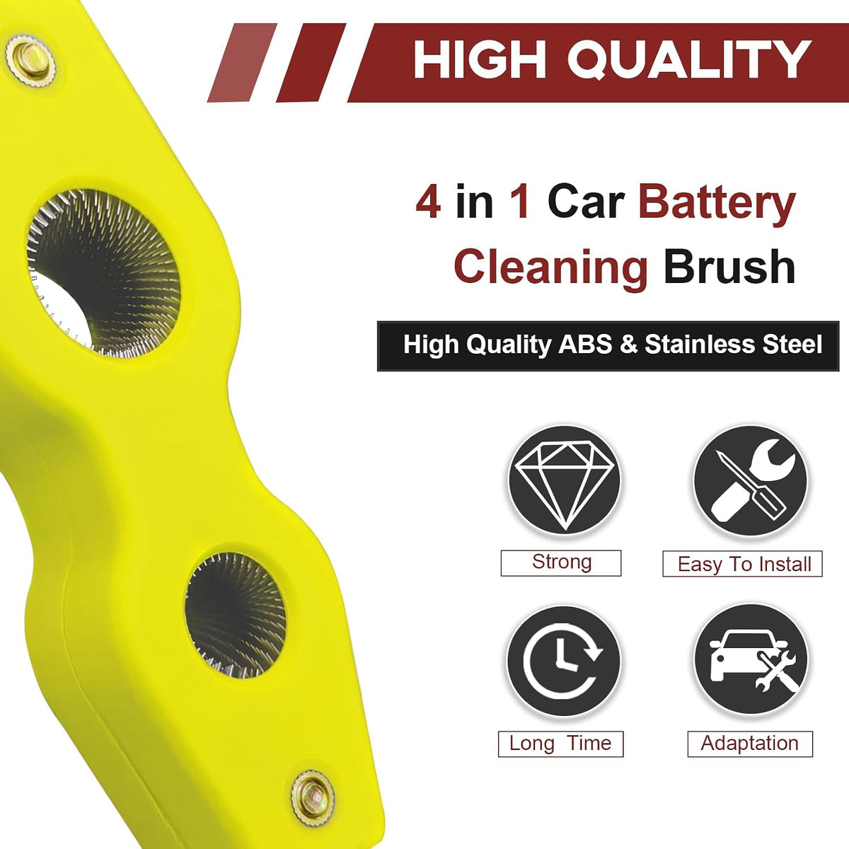 4 in 1 Car Battery Terminal Cleaning Brush, Anti-Rust Auto Battery Cleaner Brush Tool, Universal for Automotive and Marine for Plumbing Installation Soldering Brazing, Car Accessories (Blue)