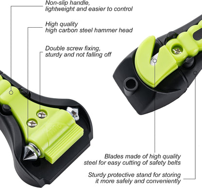 Car Window Breaker Hammer and Seat Belt Cutter 2-in-1，Emergency Escape Tool | Car Accessories, Auto Car Escape Tool，Safety Hammer for Family Rescue and Auto Traffic Accident Emergency Escape, 2 Packs