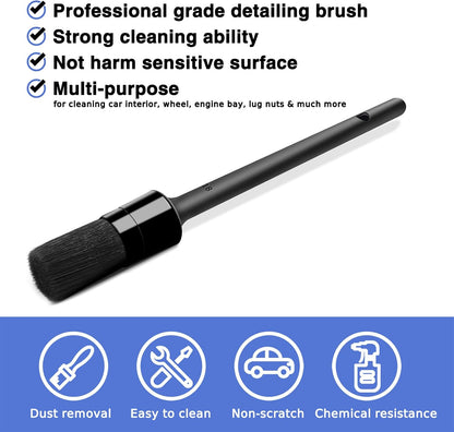 HMPLL 10pcs Auto Car Detailing Brush Set Car Interior Cleaning Kit Includes 5 Boar Hair Detail Brush,3 Wire Brush, 2 Air Vent Brush for Cleaning Car Interior Exterior, Dashboard Engines Leather Wheel