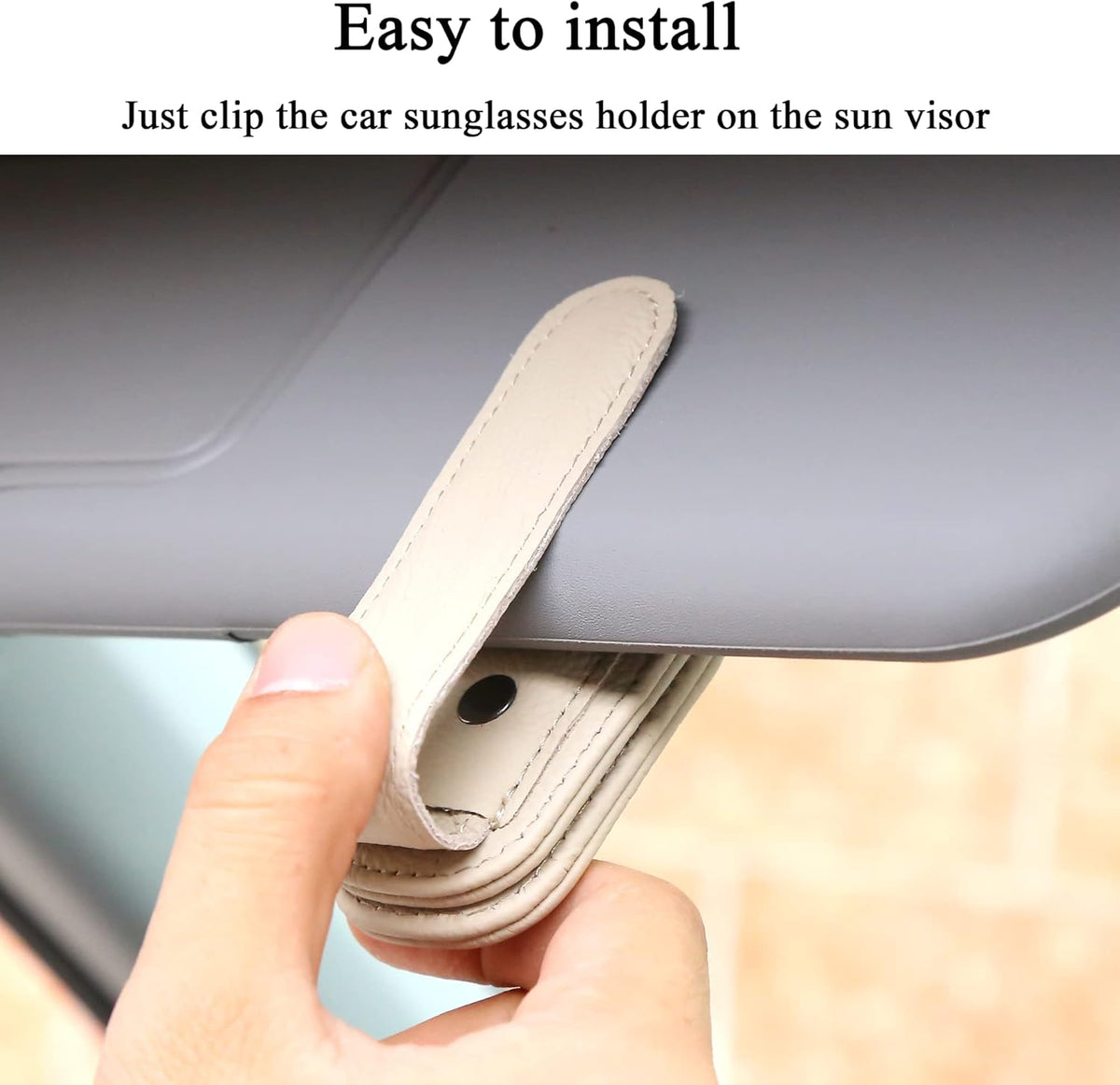 KIWEN Sunglasses Holders for Car Visor, Magnetic Leather Glasses Eyeglass Clip for Car, Ticket Card Clip Sunglasses Mount, Car Visor Accessories Gadgets (1, Black)