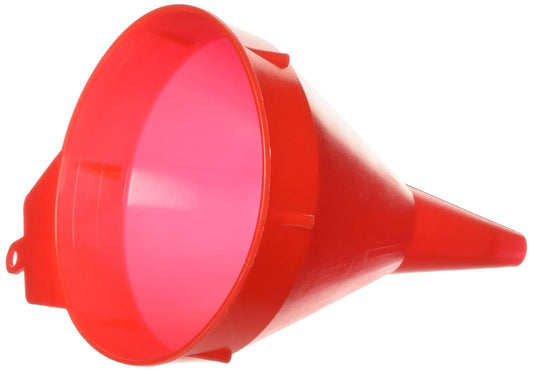 WirthCo 32002 Red Safety Funnel with Screen/Strainer Funnel for Oil, Fuel, Gas, and Automotive Large 2 Quart Capacity
