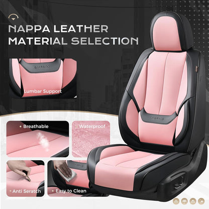 Coverado Seat Covers Full Set, Black Seat Covers for Cars 5 Seats, Car Seat Protector, Waterproof Nappa Leather Car Seat Cushion, Front and Rear Car Seat Cover Fit for Most Sedans SUV Pick-up Truck - Colors B