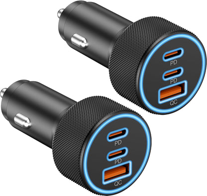 Car Charger USB C, 3-Port 67W Dual USB-C & USB-A Car Phone Charger Accessories Power Adapter Fast Charging Cigarette Lighter for iPhone 17/16/15/14/13/12/11 Pro Max, iPad, Galaxy S26/S25/S24, Android