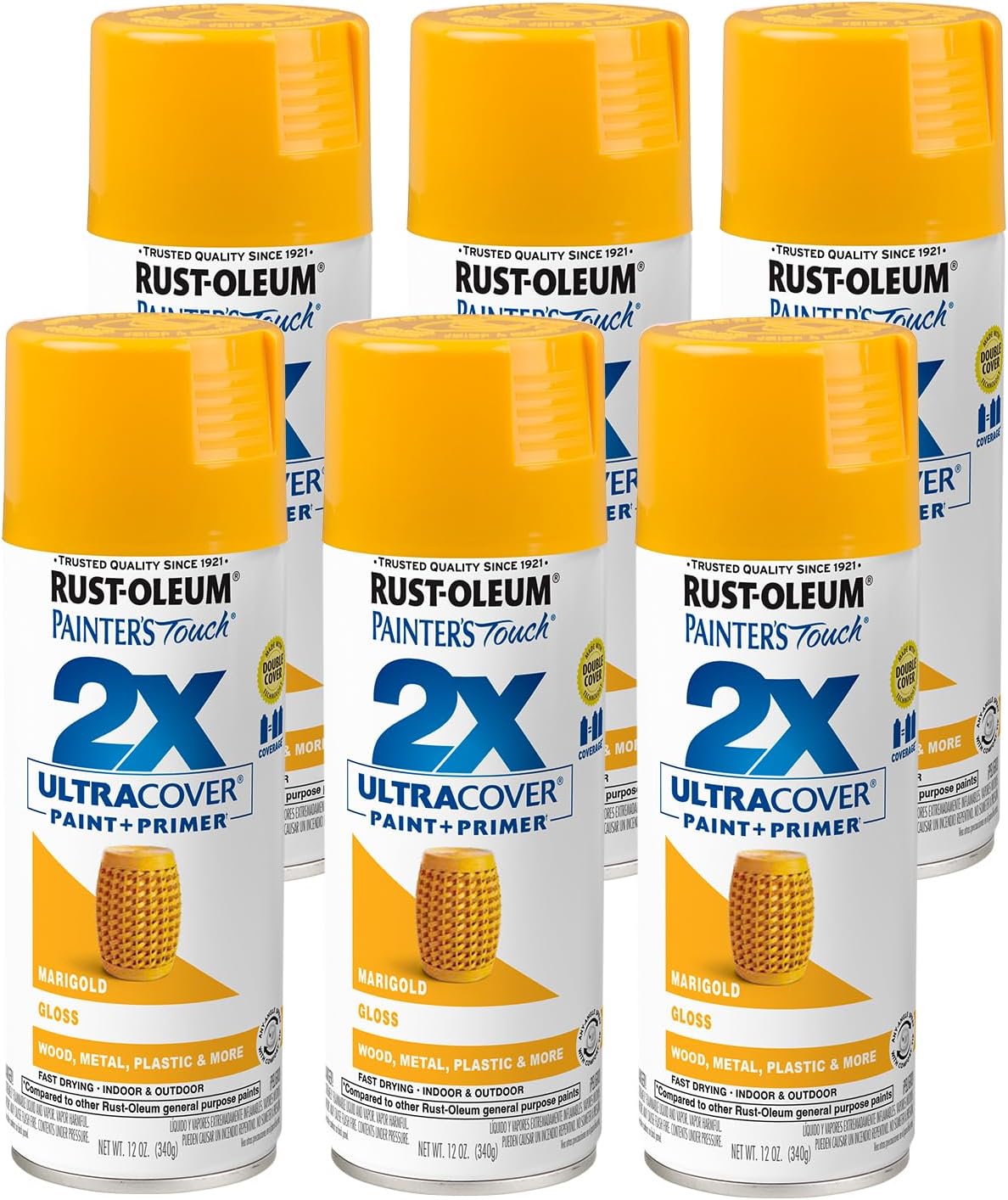 Rust-Oleum 334029 Painter's Touch 2X Ultra Cover Spray Paint, 12 oz, Gloss Clear - Colors C