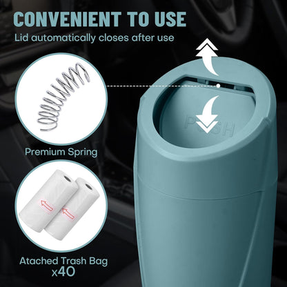Car Trash Can Bin with Lid - Car Garbage Can Cup Holder - Pink Mini Leakproof Vehicle Garbage Bin with 20pcs Trash Bags - Automobile Organizers and Storage for Front Back Seat Accessories