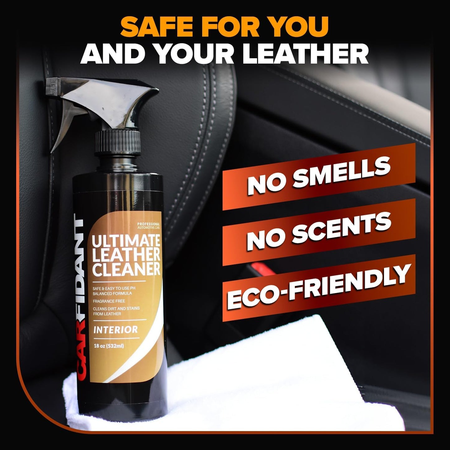 Leather Couch Conditioner & Restorer - Full Leather Restore & Conditioning Kit with Applicator Pad for Car Seats, Couch, Furniture, Shoe, Sofa, Bag & Purses - 18 fl. oz.