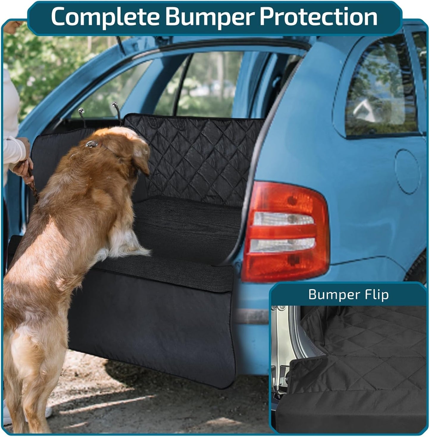 Veckle SUV Cargo Liner for Dogs with Side Flaps, Large (54" x 93") Water Resistant Trunk Cover, Non-Slip Pet Area Protector with Bumper Flap, Universal Fit for SUVs Sedans Vans, Khaki