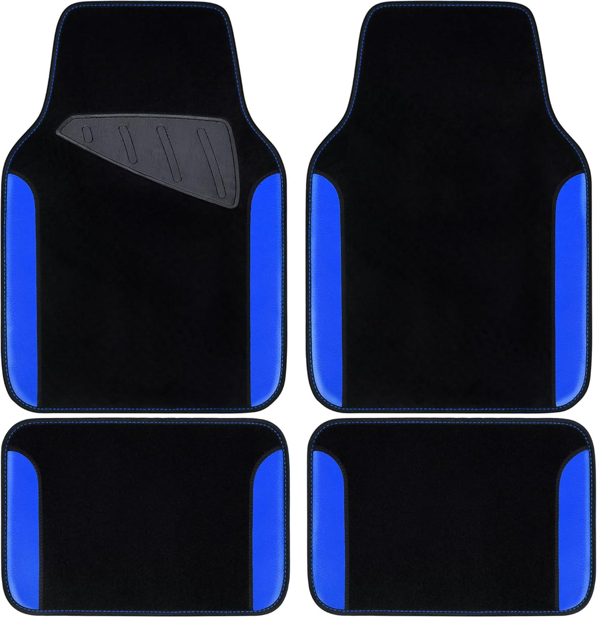 CAR PASS Rainbow Waterproof Universal Fit Faux Leather Car Carpet- Anti-Slip Nibbed Backing Floor Mats for SUV, Vans,Sedans,Trucks, Automotive Set of 4 for Women (Black with Red)