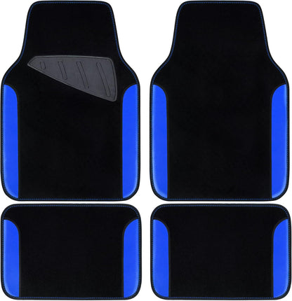 CAR PASS Rainbow Waterproof Universal Fit Faux Leather Car Carpet- Anti-Slip Nibbed Backing Floor Mats for SUV, Vans,Sedans,Trucks, Automotive Set of 4 for Women (Black with Red)