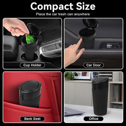 Car Trash Can Bin with Lid - 2 Packs Mini Car Garbage Can Cup Holder-Black Small Leakproof Vehicle Trash Garbage Can Bin-Automotive Car Organizers and Storage for Back Seat SUV Truck Accessories