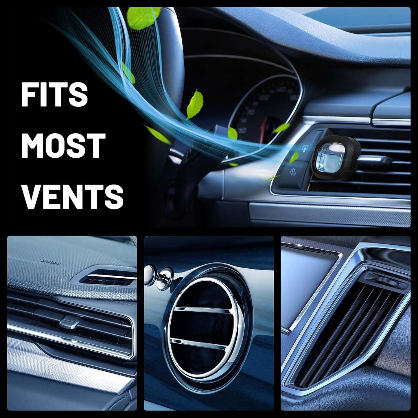 STRN Car Air Freshener, 12 Refills + 3 Square Vent Clips, 5 New Car & 5 Sea Breeze & 5 Lavender Scents, Long Lasting Air Fresheners Car Accessories Fragrance, Each Up to 20-30 Days