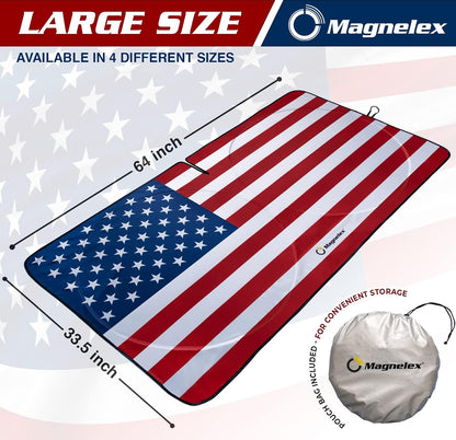 American Flag Windshield Sun Shade, High-Resolution Car Shield with Mirror Cut-Out for Automotive Interior Protection Heat Reduction, Folding Sunshade Storage Bag - Medium, Original