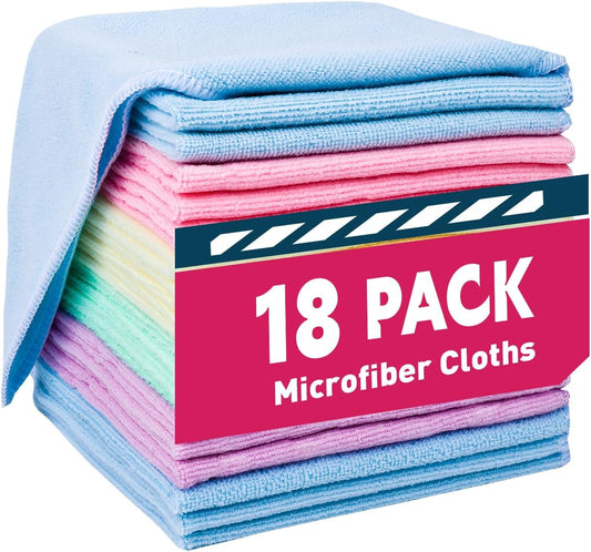 TEAWOO Microfiber Cleaning Cloths-50 Pack, Microfiber Towels Bulk, Towels for Cars & Home, Cleaning Rags 5 Colors Assorted (12x12 inches)