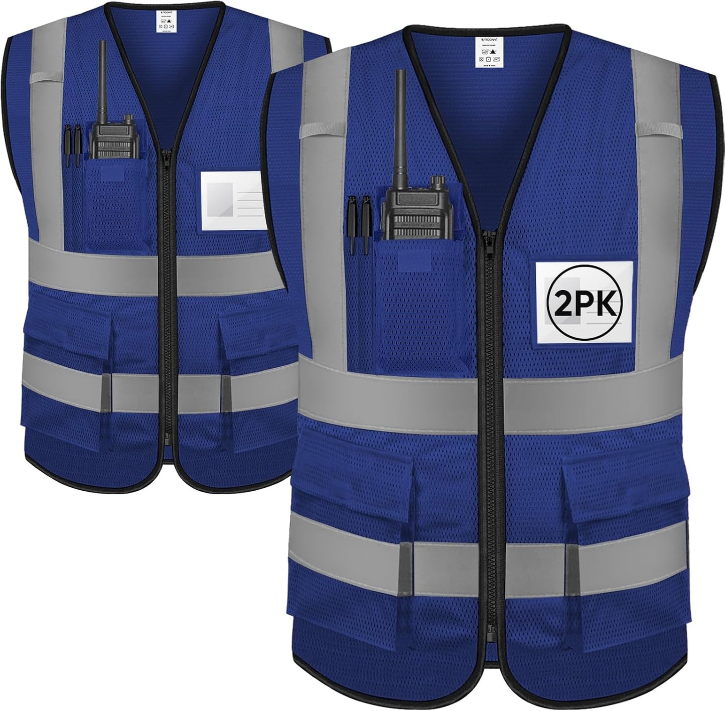 TICONN Reflective Safety Vest High Visibility Class II Mesh Vest for Women & Men Meets ANSI Standards