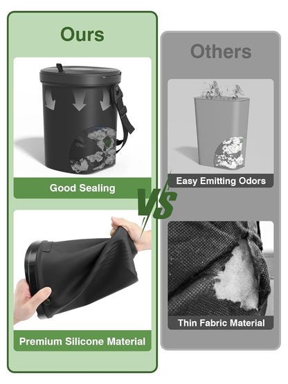Garoopion Leakproof Car Trash Can, 1.9 Gallon Soft Silicone Hanging Garbage Can with Lid, Easy to Clean Vehicle Trash Bin, Suitable for Sedans, SUVs, MPVs & Trucks