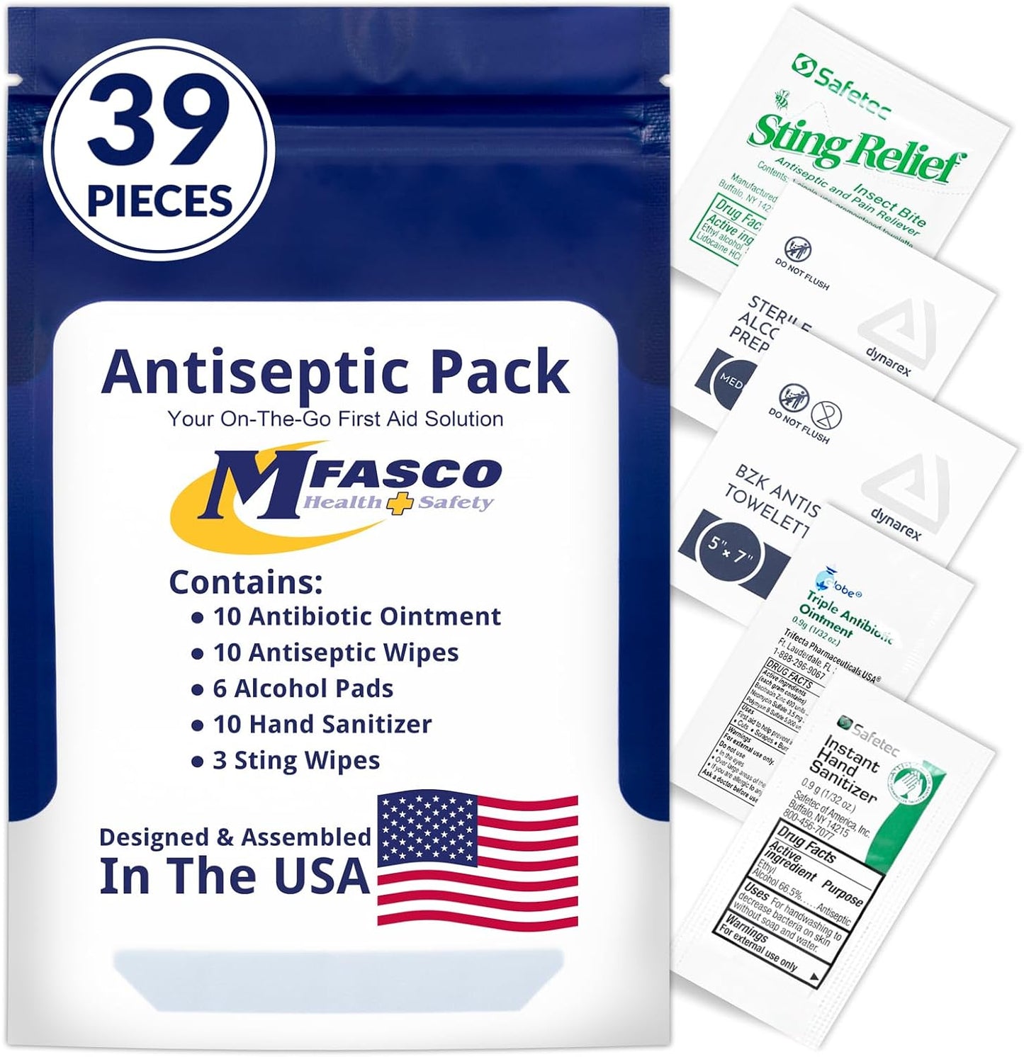 MFASCO - 7 in 1 - Travel Size Medicine Kit - TSA Approved | 28 First Aid Emergency OTC Medicine Packets for Cruise & International Travel | Compact Med Refill for Traveling & Office Assembled in USA