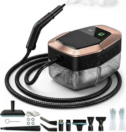 Steam Cleaner, 3 Level Adjustable Pressurized Steam Cleaner for Home, 15s Heat-Up Handheld Steamer for Cleaning, 1.9 Qt Tank Portable Steam Cleaner for Car, Home, Tile, Grout, Rose Gold