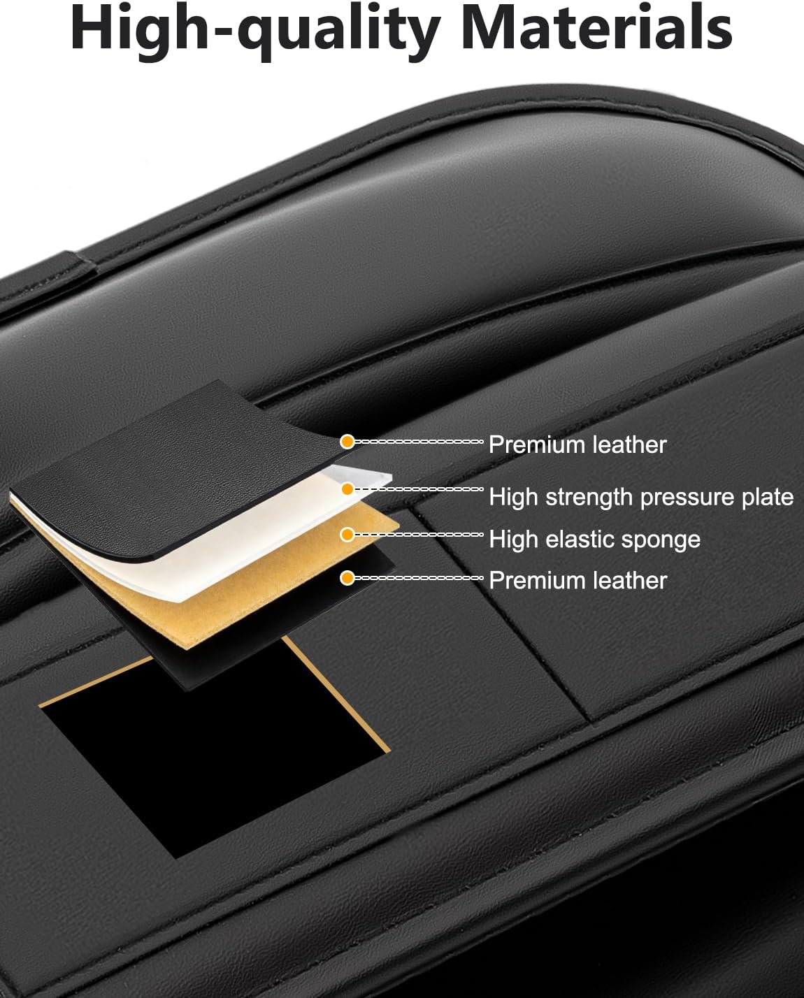 Universal Fit Car Gap Filler, Premium Leather Front Seat Gap Filler Organizer Center Console Seat Side Essentials Organizer with Card Slots, Easy Access to Phone, Sunglasses, Key for Car, SUV Truck