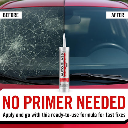 Polyurethane Windshield Adhesive — Fast Curing Auto Glass Glue with High Bond Strength, Black Windshield Sealant for Vehicle & RV Window Seal, Urethane Adhesive with Gloves, OEM Quality, 10.5 fl oz