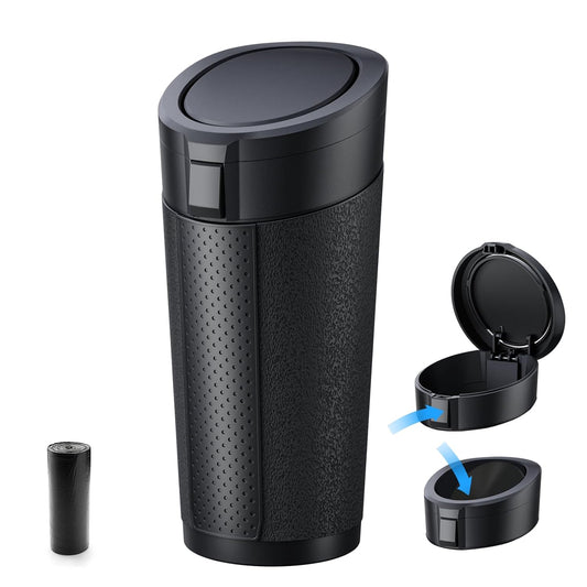 Car Trash Can Bin with Lid, 2 Packs,Mini Small Garbage Can Bin,Cup Holder Trash Can for Vehicle, Car's Door, Back Seat - Leakproof Portable Dustbin (Black)