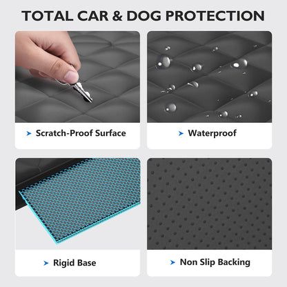 Back Seat Extender for Dogs-Large Space, Dog Car Seat Cover Hard Bottom Holds 420lbs, Sturdy Backseat Extender for Dogs,Upgraded Waterproof Pet Car Bed Dog Hammock for Car, SUV,Truck, Black