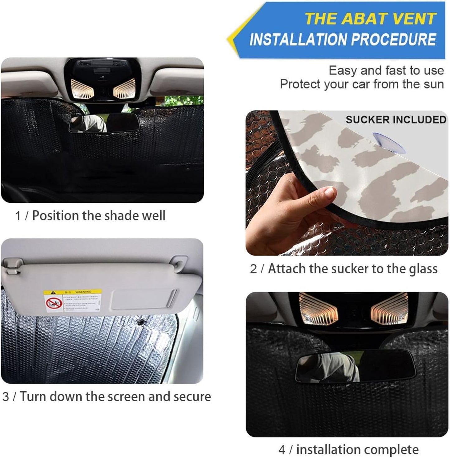 Black Leopard Car Windshield Sun Shade Animal Skin Print Foldable UV Ray Sun Visor Protector Sunshade to Keep Your Vehicle Cool (51" x 27.6")