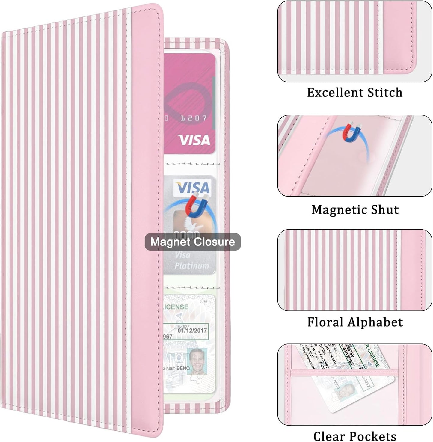 Car Registration and Insurance Holder, Auto Truck Document Holder with Magnetic Shut, Vehicle Glove Box Car Organizer, Interior Car Accessories for Women Men (Bow)